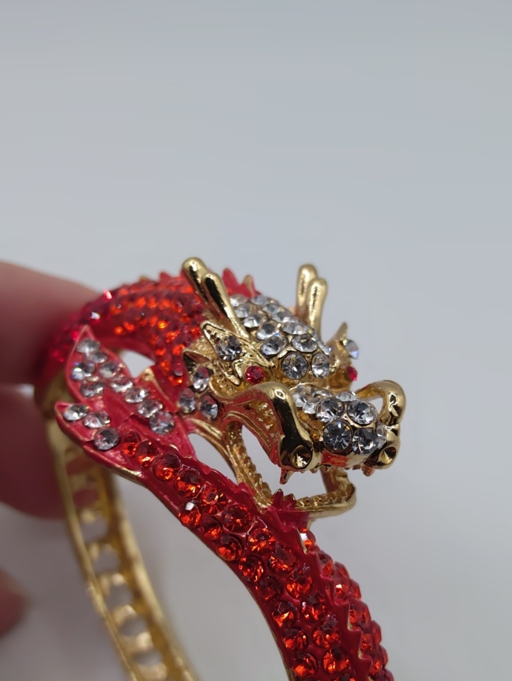 Dragon Clamper Orange, Red and Clear Rhinestones - Picture 5 of 7